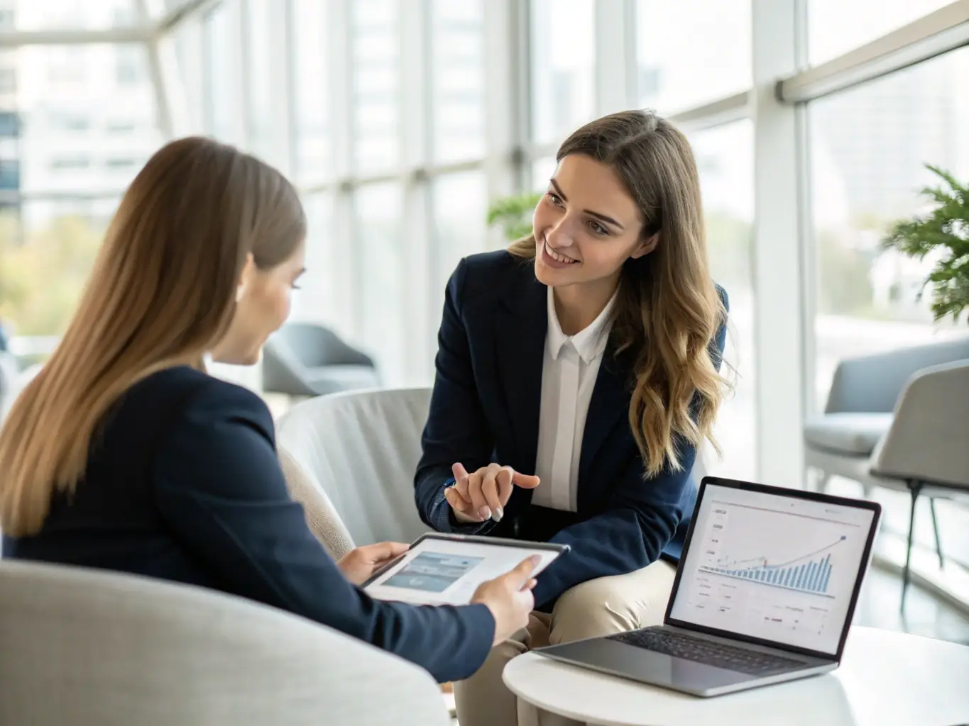 A professional setting with a financial advisor providing personalized advice to a client, emphasizing trust and expertise.