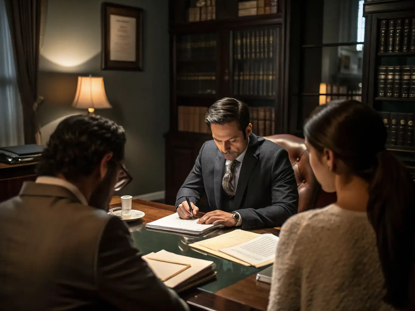 A professional financial advisor sitting at a desk, reviewing financial documents with a client in a modern office setting, symbolizing personalized financial advice.